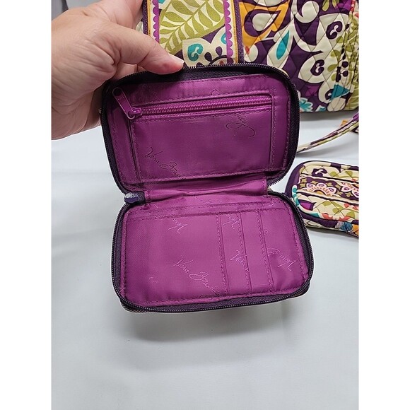 Vera Bradley Tote Bag Plum Crazy Retired Quilted W/ 2 Small Wallet/Wristlets - Picture 5 of 10